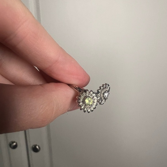 Sunflower Toi Et Moi Diamond Peridot 14k White Gold Ring 5 - Picture 6 of 13